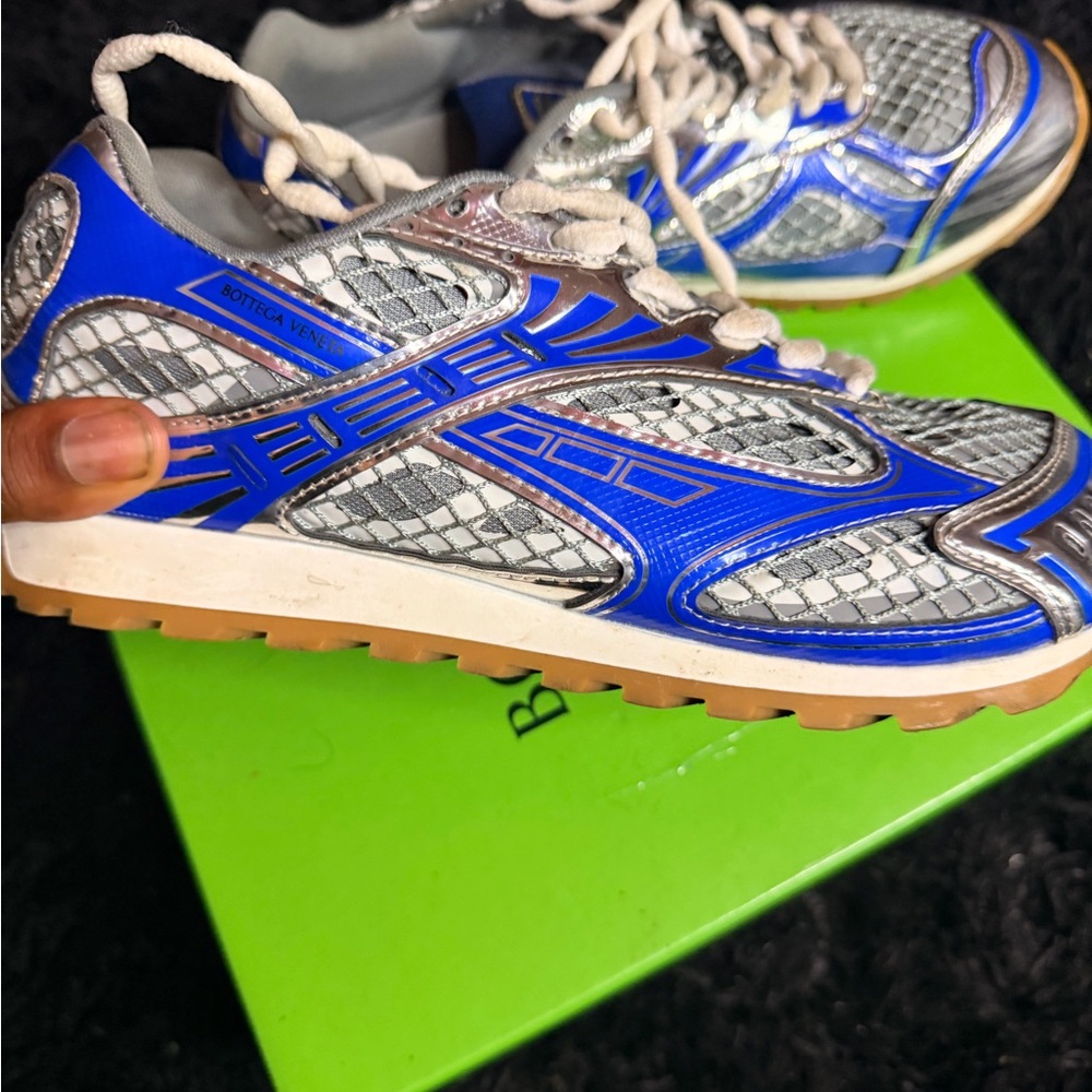 Bottega Veneta Men's Athletic Shoes in Blue and Silver